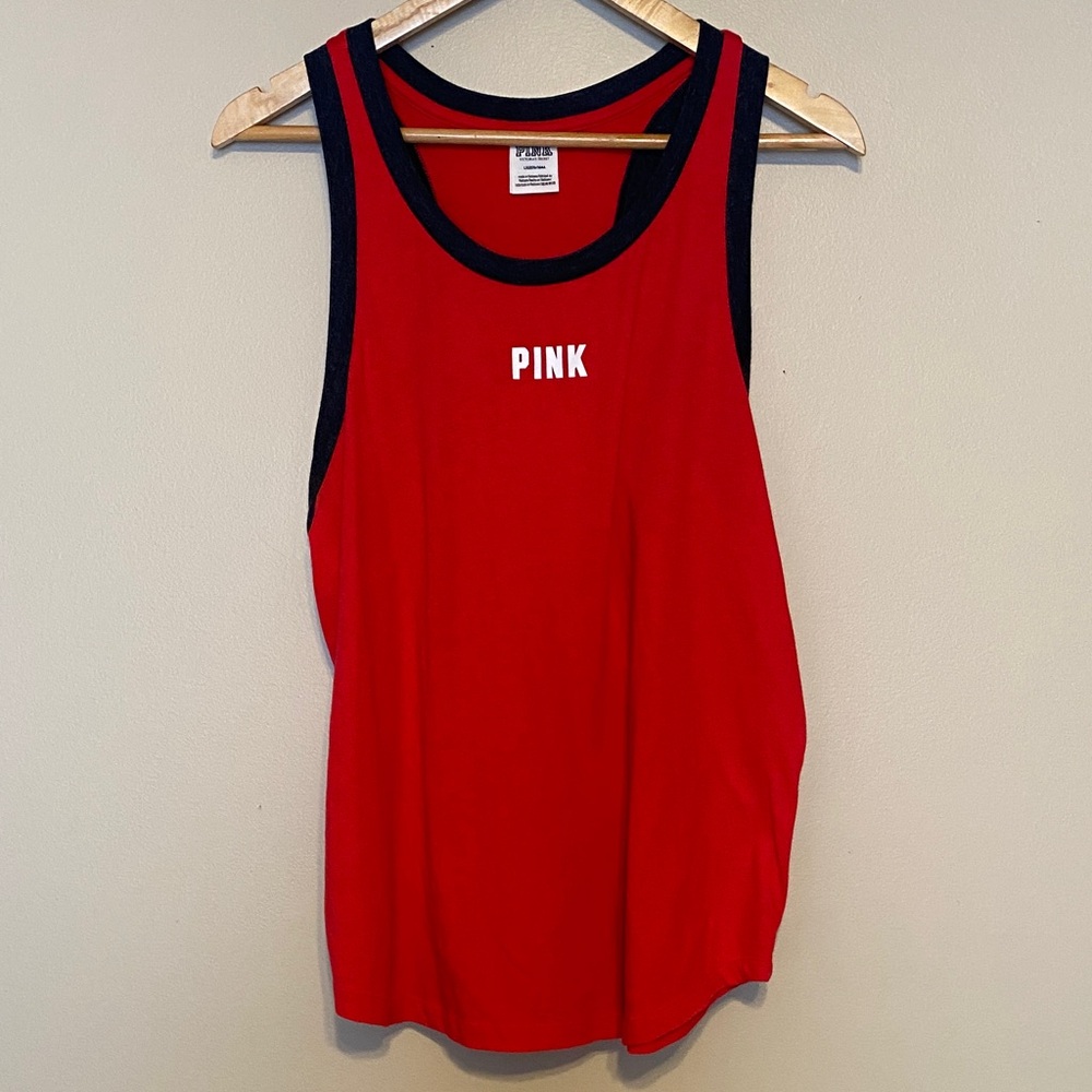 PINK Victoria's Secret Vibrant Red Tank with Black Accents
